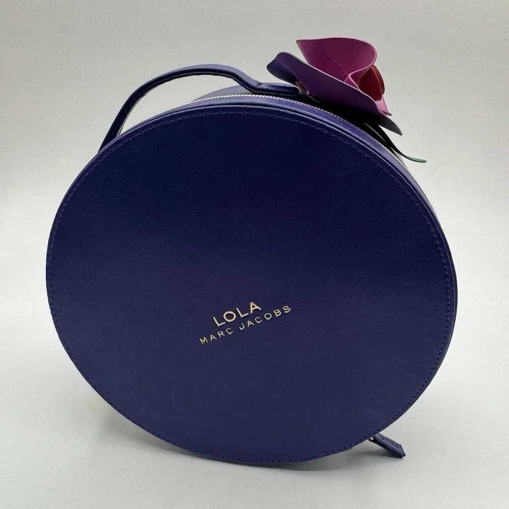 Marc Jacobs Lola Purple Vanity Hat Box Perfume Case Bag 3D Flower 8.5